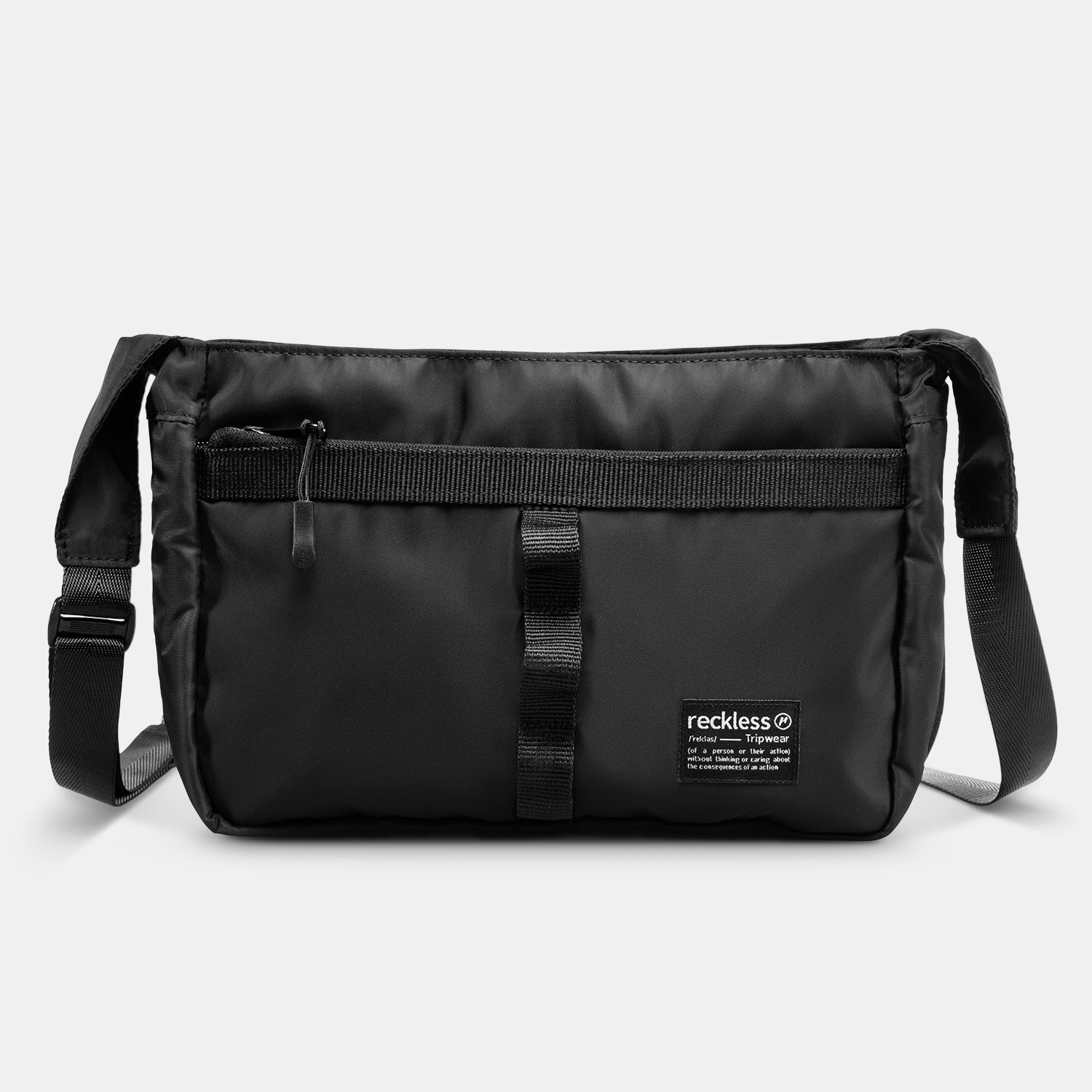 Nylon Messenger Bag · Black · RecklessPh