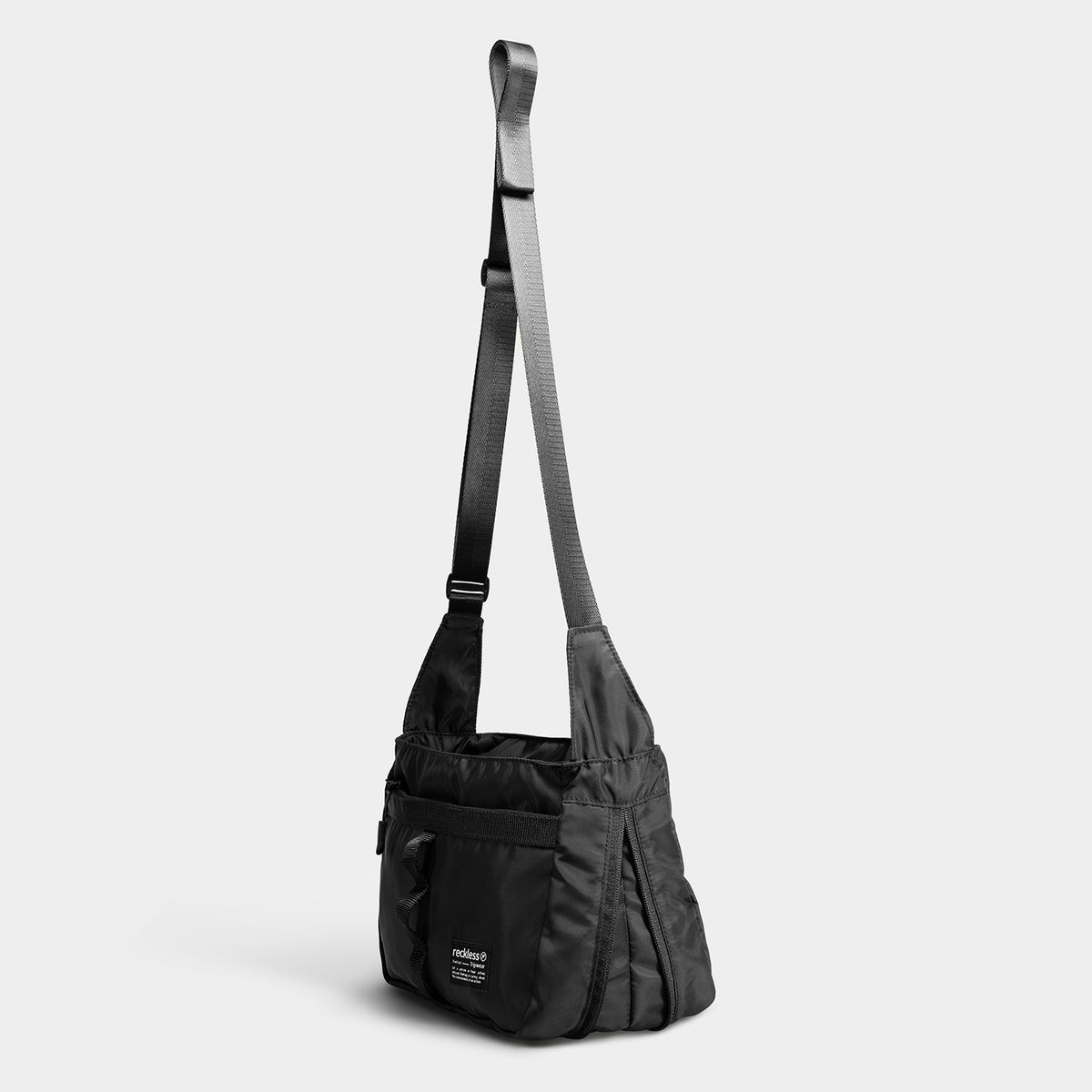 Nylon Messenger Bag · Black · RecklessPh
